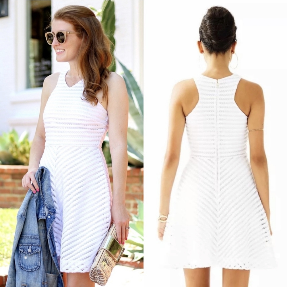 Lilly Pulitzer Resort White Crochet Stripe Knit Megyn Dress NWT Small Textured